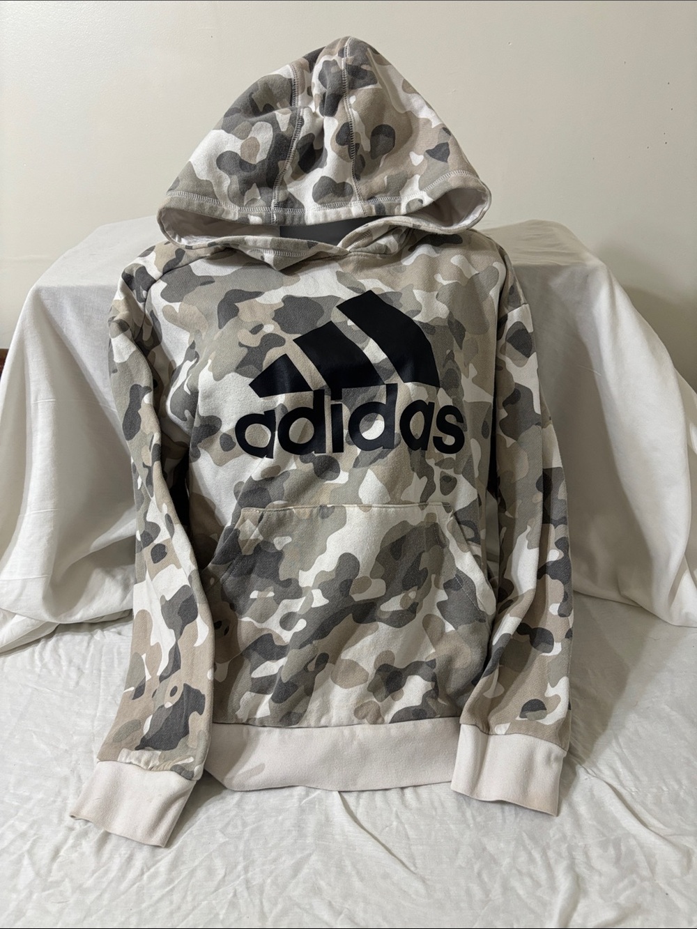 adidas Beige & Gray Camo Hoodie with Black Logo camo sport fall GR